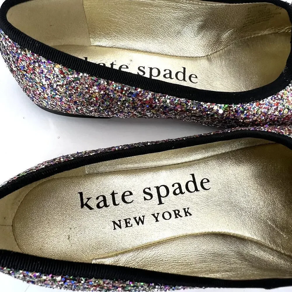 Kate Spade Honey Multicolored Glitter Ballet Flats 7 Slip On Bow